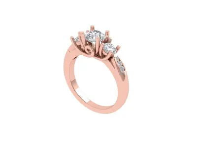 3 Stone Art Deco Ring 3D print model get