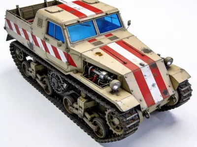 Realistic Hard Sci-Fi Half-Track Scout Low-poly 3D model purchase