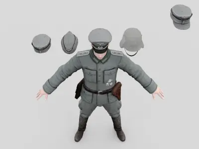 German soldiers officer Low-poly 3D model