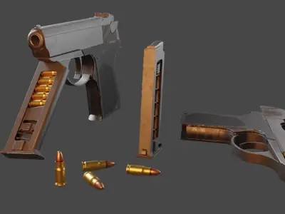 PSM Handgun Low Poly  Low-poly 3D model