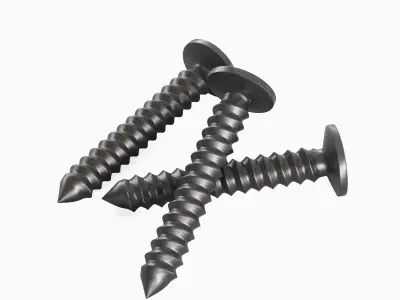 Aluminium Screw 02 Low-poly 3D model