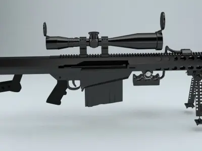 Barrett rifle with scope 3D model