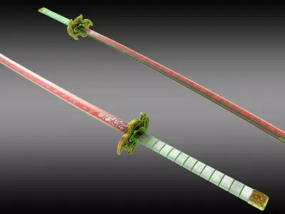 Demon Slayer Rengoku Kyojuro Nichirin Sword Low-poly 3D model