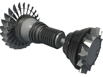 Jet Turbine Turbofan 3D model