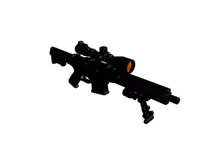 Futuristic Sniper Rifle with Holographic Scope 3D model