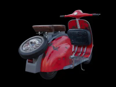 Old Rusty Scooter Low-poly 3D model