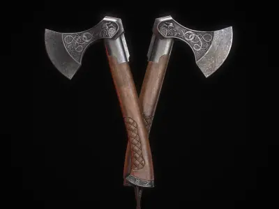 Viking Axe Low-poly 3D model 6