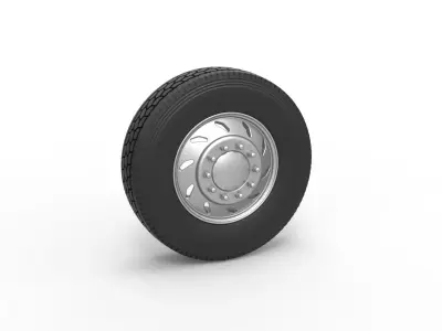 10 Triangular Hole Front wheel of semi truck V3 Scale 1 to 25 3D print model