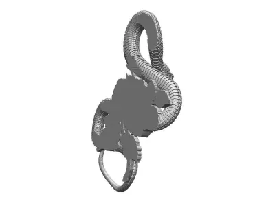 Highdetailed pendant with snake Poisonous Rose 3D print model