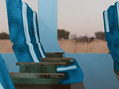 Train Interior Passenger Seats 3D Model Low-poly 3D model