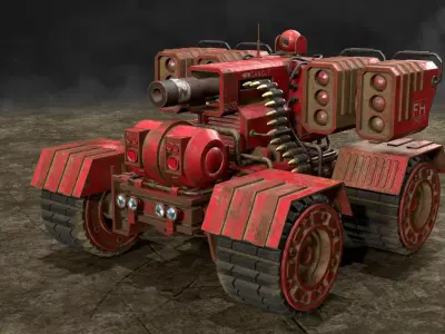 UGV Concept-3-Red-Rusty Low-poly 3D model