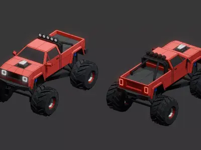 Monster Truck Low-poly 3D model