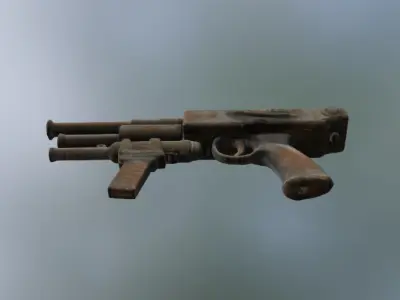 large pistol with 3 cannons 3D model