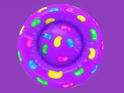 Stylized Violet Donut Pet Bed-Cartoon 3 D model-Dogs and Cats Free low-poly 3D model