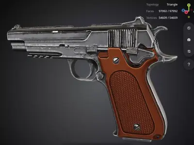 Bronze and Silver Pistol 3D model