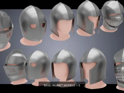 10 BASE HELMETS 3D Model Pack