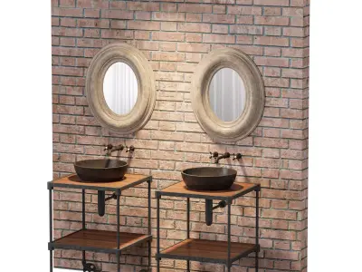 Industrial Brick Bathroom 3D model
