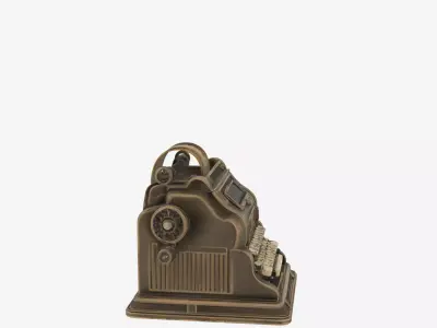 Classic 3D Adding Machine Model Paper Tape and Crank Handle 3D model