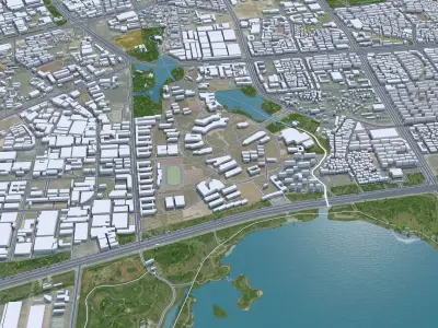 Jinhua Zhejiang China 35km Low-poly 3D model