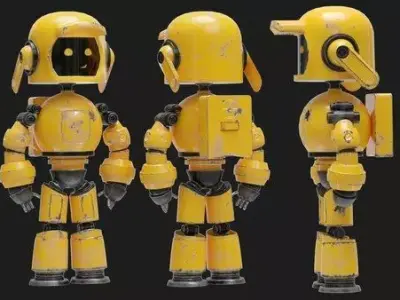 Cute smart robo worker  Low-poly 3D model