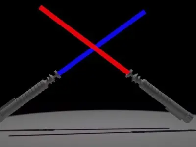 Red And Blue Lightsabers Free 3D model