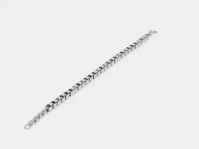 Link Chain V7 - Silver Box Style Bracelet 3D model