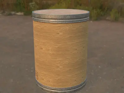 wood barrel Low-poly 3D model get