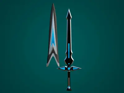 Fantasy Sword 04 PBR Unity UE Arnold V-Ray Textures Low-poly 3D model