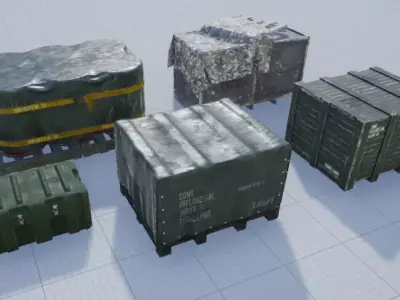 Military Containers Pack Low-poly 3D model
