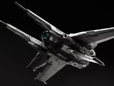 Fighter Spaceship - Game Ready 3D Model Low-poly 3D model