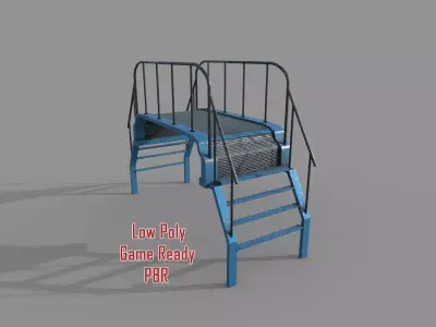 Metal Stairs and Platform Low-poly 3D model