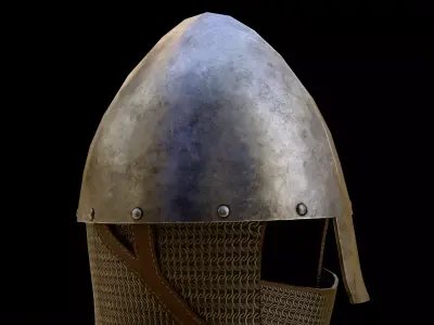 11th Century Norman Nasal Helmet- Medieval Low-poly 3D model