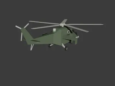 Mi-24 military helicopter Low-poly 3D model
