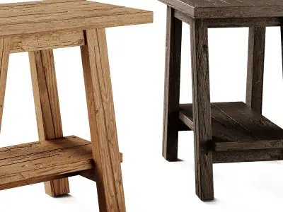 Kave Home Safara Cracked wood Footstool 3D model