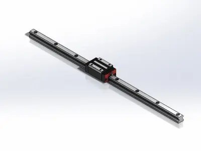 Flat Linear Bearing and Rail 20mm 3D model