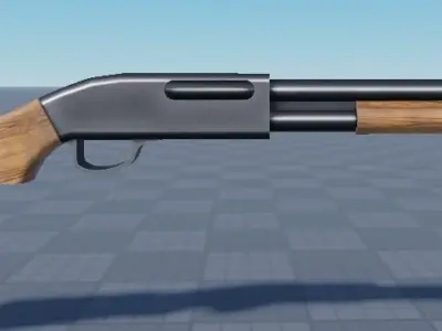 Simple Pump Shotgun Mesh with texture 3D model
