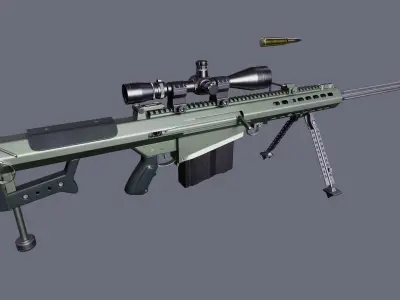 Barrett M107 Low-poly 3D model