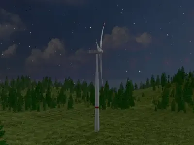 Wind turbine V1 H-138 RD 162 m with animation Low-poly 3D model