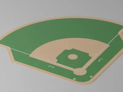 Cartoon Lovely Baseball Field Low-poly 3D model