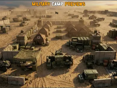 30 Military Camp Background Assets With PBR Texture - Vol 02 Low-poly 3D model