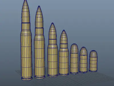Bullets group of 3D model