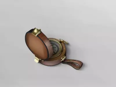 Vintage Leather Compass 3D Model 3D model
