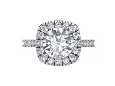 Solitaire Engagement Art Deco Ring 3D print model 45