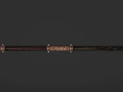 God Poker Golden Staff Low-poly 3D model