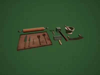 Victorian Kitchen utensil kit 01 Low-poly 3D model