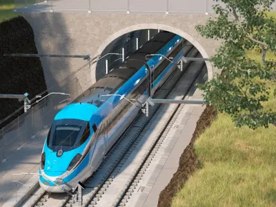  Railway Tunnel Section with Train 