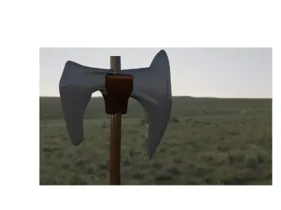 axe low-poly in sky Free low-poly 3D model