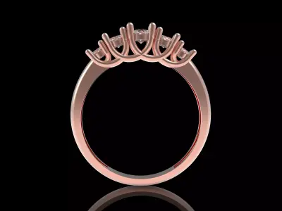 Five Round Diamond Engagement Ring 3D print model
