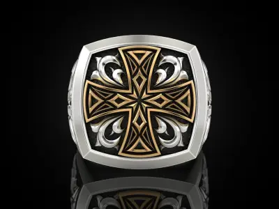 Cross ring with patterns 3D print model