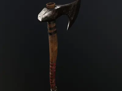 Scandinavian Viking ax axe Hatchet Free low-poly 3D model